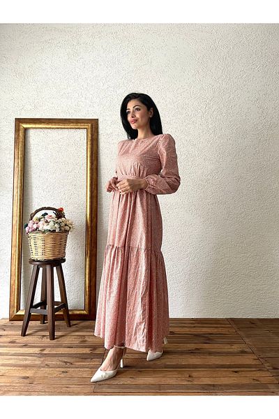 KÜÇÜĞÜM BUTİK Orange Crispy Poplin Hijab Layered Dress