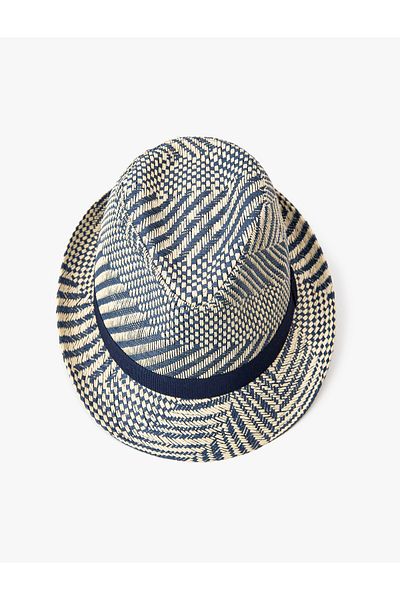 Koton Straw Fedora Hat with Ribbon Detail