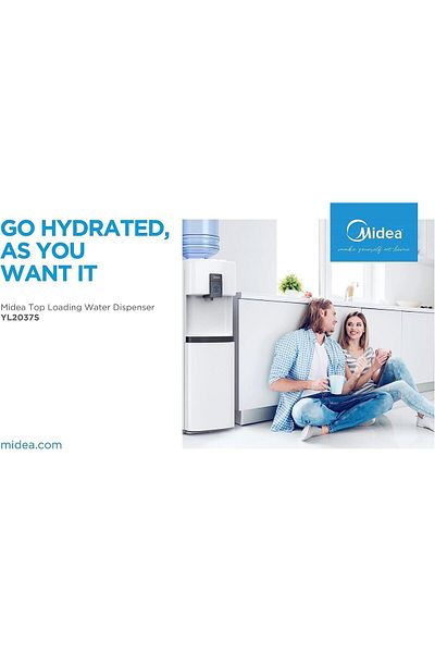 Midea موزع مياه علوي مع ثلاجة سفلية، أبيض - YL2037SB