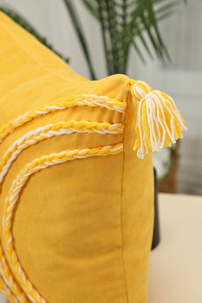 Aisha's Design Bohemian Tasseled Punch Embroidery Throw Pillow Cover - K-117
