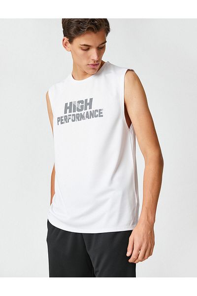 Koton Sports Tank Top ujjatlan szlogen nyomtatott legénységi nyak