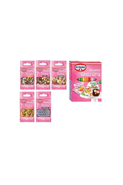 Dr. Oetker X 19 Gr-Decor Series Ornament Glazure 4 Types - Flower, Butterfly, Confetti, Silver Pearls and Stars