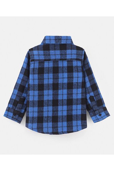 Bonfino Cotton Blend Full Sleeves Checked Shirt-Blue
