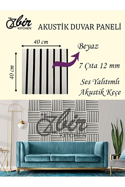 ÖZBİR MOBİLYA Özbir Kıtchen Beyaz Akustik Duvar Paneli 40x40 Ahşap Duvar Paneli