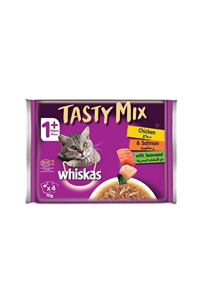 Whiskas طعام القطط الرطب اللذيذ بمزيج من الدجاج والسلمون والأعشاب البحرية - 7...