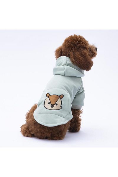 Pettrend Squirrel Kangaroo Print Hoodie with Pockets - Cat Dog Outfit Sweatshirt