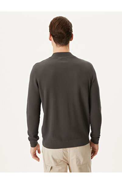 Koton Halber Rollkragenpullover aus strukturierter, langärmliger Baumwolle