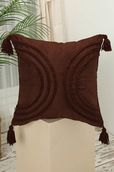 Aisha's Design Bohemian Tasseled Punch Embroidery Throw Pillow Cover - K-117