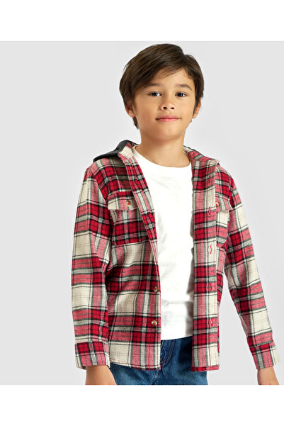 Primo Gino 100% Cotton Woven Full Sleeves Hooded Checks Shirt - Grey/Red/White