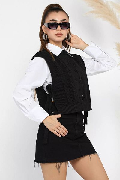 GÜLSELİ Knitwear Sweater - Black Side Tie