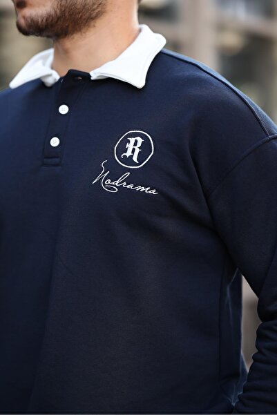 Valiberta Φούτερ με κέντημα με κουμπιά πόλο - Navy Blue