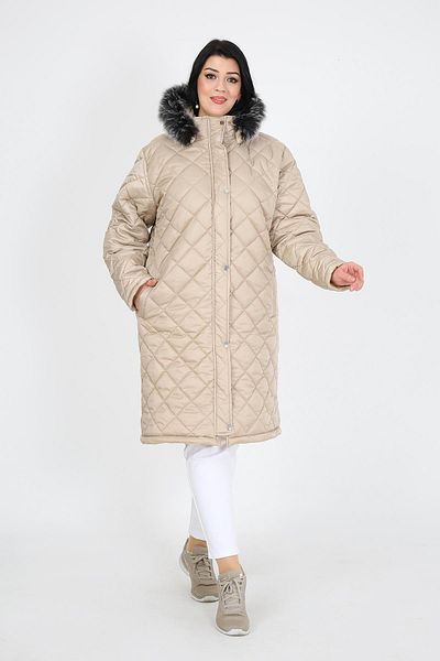 By Alba Collection Γυναικείο παλτό με φουσκωτό καπιτονέ με σχέδιο μινκ μπακλαβά