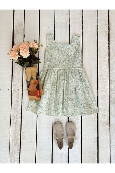 KÜÇÜĞÜM BUTİK Water Green Daisy Gilet for Girl - Square Collar, Strap