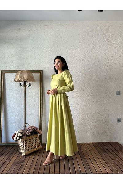 KÜÇÜĞÜM BUTİK Rochie Hijab din Poplin Evazat Verde Ulei