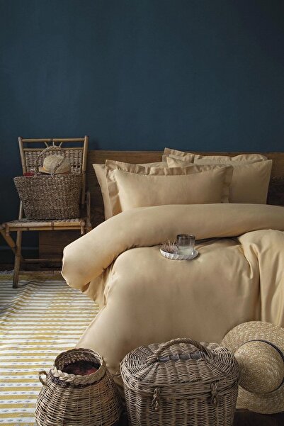 İssimo Home Simply Mustard 210 TC (83 Thread) Cotton Satin King Size Duvet Co...