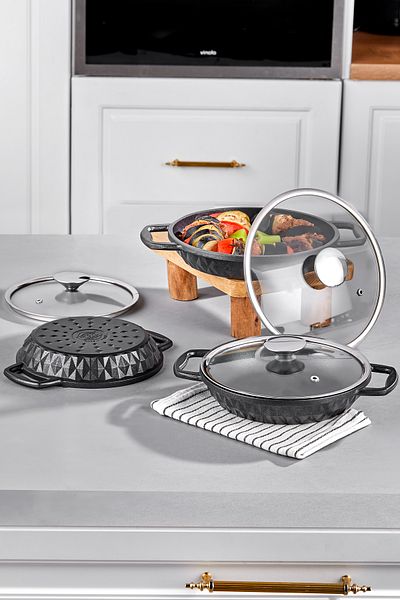 Taç Bella Cast Glass Covered 3-Piece Sauce Set 18-20-22 cm