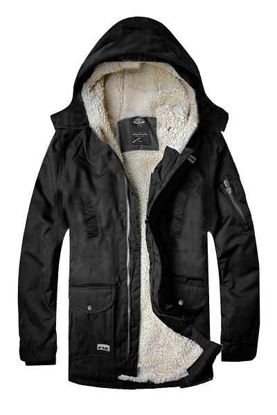 alaska the last frontier Alaska Slim Fit Ανθεκτικό στο κρύο και στο νερό Oxford υφασμάτινο κοντό παλτό Parka με κουκούλα --μαύρο--