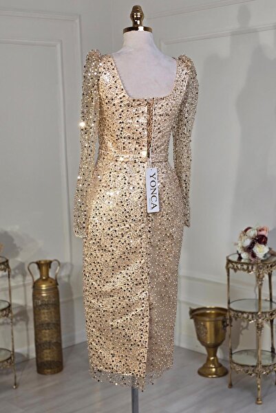 Yonca Moda Evi Gold Özel Tasarım Abiye 3001