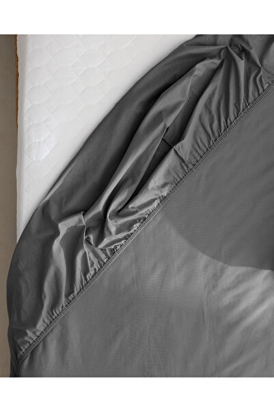 Madame Coco Manon King Size Plus 100% Cotton Ranforce Fitted Sheet - Anthracite