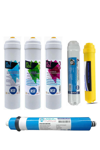 AQUA BELLA Su Arıtma Cihazı Filtresi NSF Onaylı 6'li AQUATURCO Membranlı Set ...