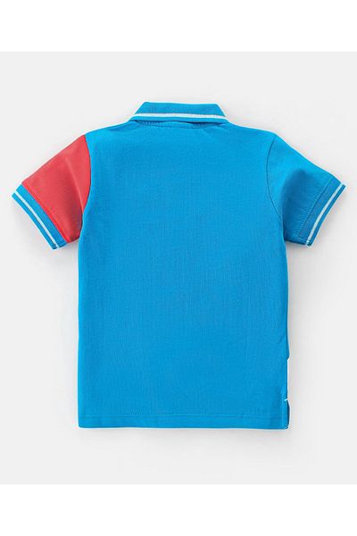Babyhug 100% Cotton Knit Short Sleeves Polo T-Shirt With Football  Embroidery- Multicolor