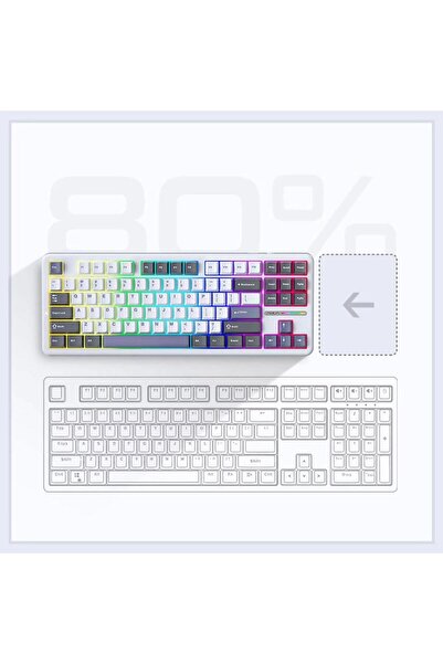 Aula F87 Mekanik Rgb Tkl Graywood V3 Switch Kablosuz Makrolu Hot Swap Klavye Turuncu