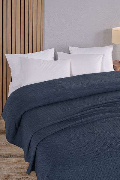 Evim Cotton Maya Indigo Multi-Purpose Bedspread Double - 200X230 cm