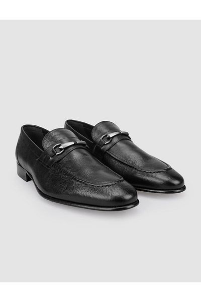Cabani 100% Genuine Leather Black Buckle Men's Classic Shoes
