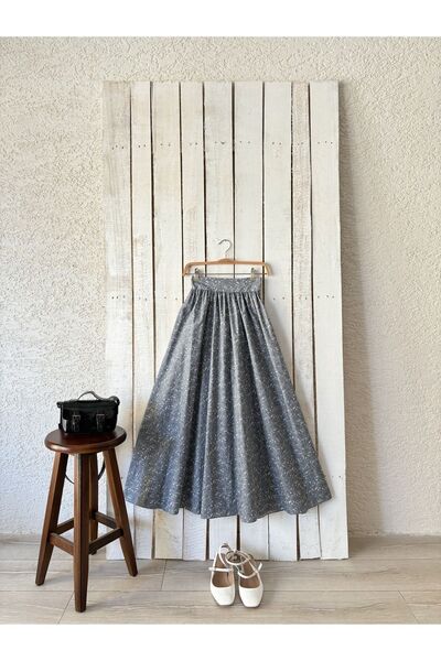 KÜÇÜĞÜM BUTİK Спідниця-кльош з попліну сірого кольору з хрусткою скоринкою