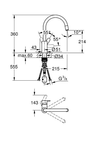 Grohe Eurostyle Cosmopolitan Single Operated Sink Faucet 31126004