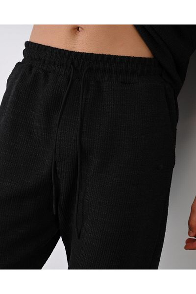 Valiberta Premium Patterned Elastic Jogger Pants - Black