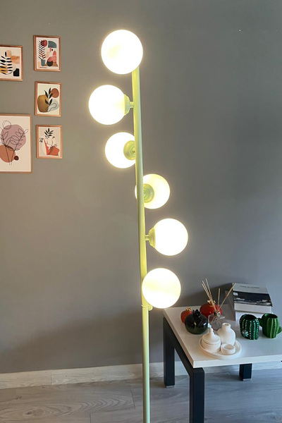 Bamyum Mint Lambader Modern Dekoratif Metal Oturma Odası Çalışma Odası Zemin Lambası