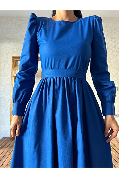 KÜÇÜĞÜM BUTİK Φόρεμα Saks Blue Flared Poplin Hijab