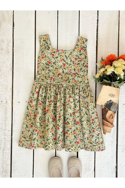 KÜÇÜĞÜM BUTİK Κοριτσίστικο πράσινο λουλουδάτο μοτίβο ζαρτιέρες