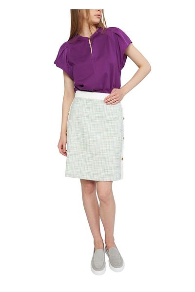 Escada Sport Buttoned Mid-Length Green Tweed Skirt