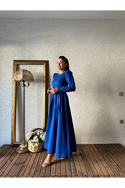 KÜÇÜĞÜM BUTİK Φόρεμα Saks Blue Flared Poplin Hijab