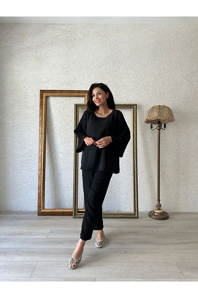 KÜÇÜĞÜM BUTİK طقم كاجوال من الموسلين الأسود