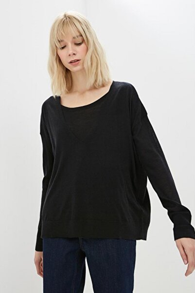 Escada Sport Yaka Ekleme Detaylı Düşük Kol Yün Triko Kazak