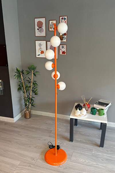 Bamyum Turuncu Lambader Modern Dekoratif Metal Oturma Odası Çalışma Odası Zemin Lambası