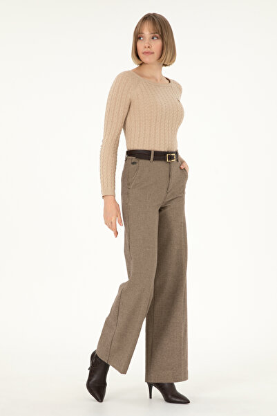 U.S. Polo Assn. Kadın Kahverengi Kanvas Pantolon 50290872-VR029