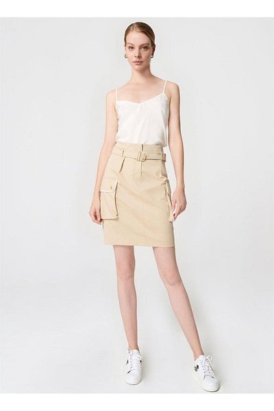 Escada Sport Pocket Detailed Belted Slim Fit Short Length Cotton Skirt