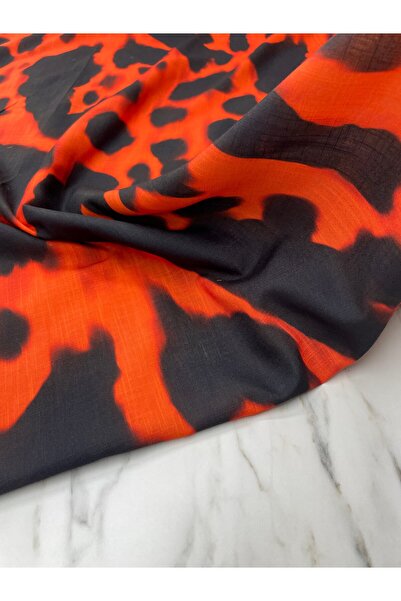 ipekkumaş Kırmızı Leva Desen Elbiselik Keten Kumaş Ürünümüz Adet Olarak Satıl...