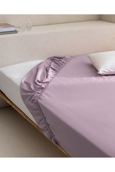Madame Coco Manon King Size Plus %100 Pamuk Ranforce Lastikli Carşaf - Açık Mürdüm