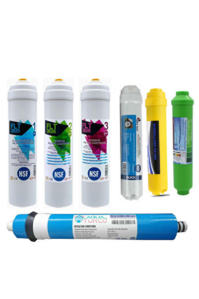 AQUA BELLA Su Arıtma Cihazı Filtresi NSF Onaylı 7'li AQUATURCO Membranlı Set ...