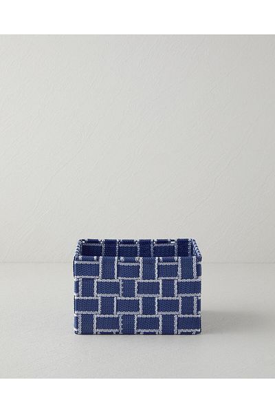 English Home Καλάθι Navy Blue Shine - 16x16x10 Cotton Velvet