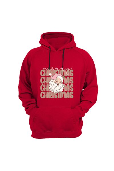 WİDİ Merry Christmas Santa Claus Design - Regular Fit 100% Cotton Kangaroo Pocket Sweatshirt