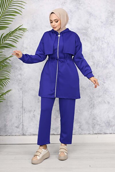 benguen Saks Blue Scuba Double Set - Collar Detail 4596