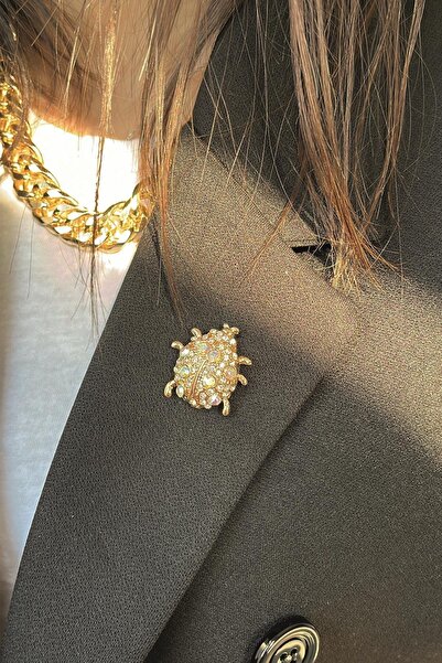 Modex Altın sarısı uğur böceği broş