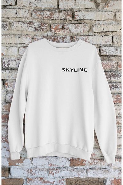 Fuddy Moda Unisex Skyline Paul Walker Signature Back Printed Hoodless Sweatshirt,Oversize Car Themed Sweatshirt
