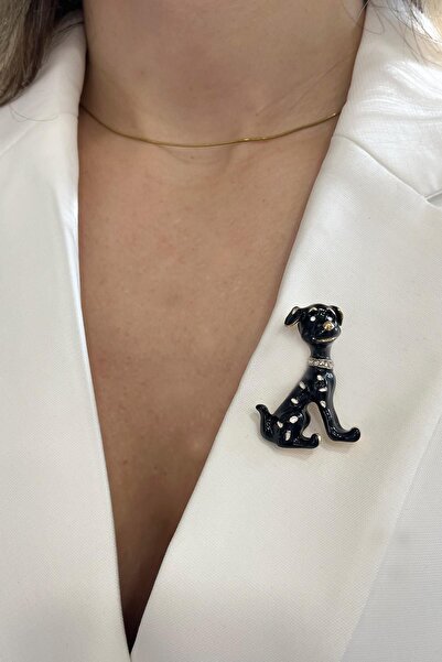 Modex Siyah Mineli Köpek Broş(Ölçü:4cm)